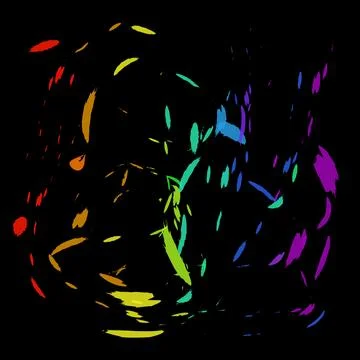 Rainbow spots splattered on a black base Stock Illustration