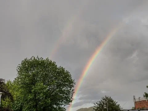 Rainbow in the spring in Maramures, Romania Stock Photos