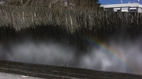 Rainbow in sprinkler fountain Stock Footage 1054953