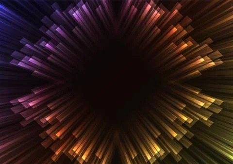 Rainbow square overlap stripe rush in dark background Stock Illustration