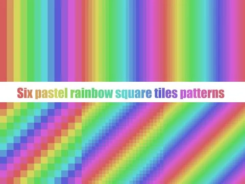 Rainbow square tiles seamless vector seamless pattern pastel soft feel Stock Illustration