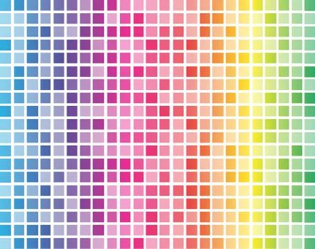 Rainbow squares with white grid background Stock Illustration