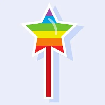 Rainbow star sticker on a stick. Stock Illustration