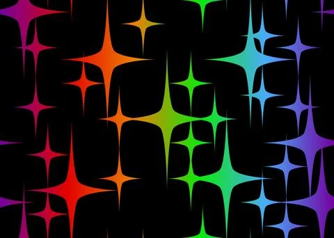 Rainbow stars on black background Stock Illustration