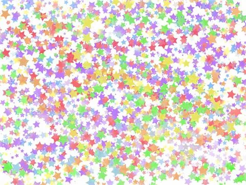 Rainbow stars falling down confetti background. Repeated golden dotted glit.. Stock Illustration