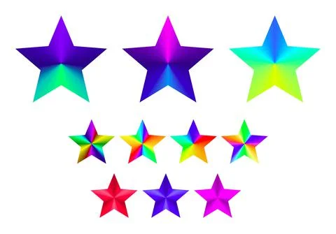 Rainbow StarsIcon Elements. Set of Ten Stars Stock Illustration
