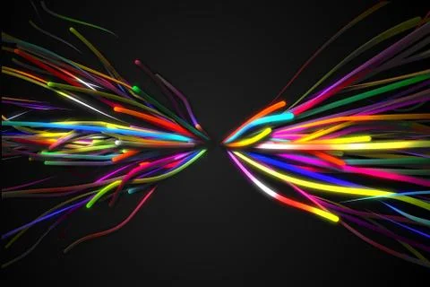 Rainbow straight Butterfly Shape Line Glow Dark Background Illustrazione stock