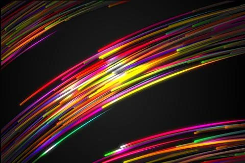 Rainbow straight Diagonal Line Glow split three section Dark Background Stock Illustration