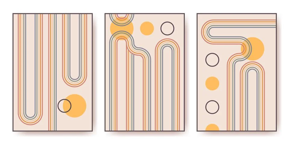Rainbow stripe arch compositions Stock Illustration