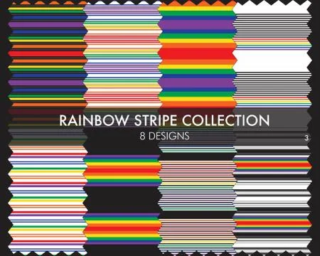 Rainbow Stripe seamless pattern collection Stock Illustration