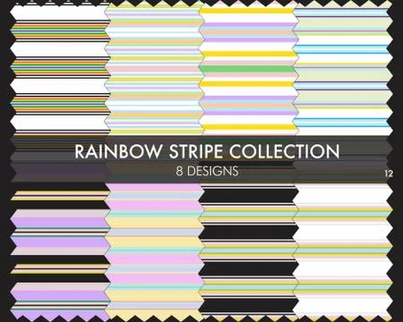 Rainbow Stripe seamless pattern collection Stock Illustration