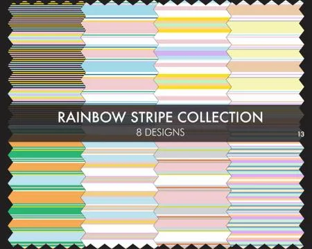 Rainbow Stripe seamless pattern collection Stock Illustration