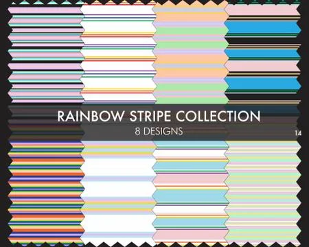 Rainbow Stripe seamless pattern collection 스톡 일러스트