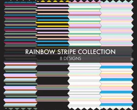Rainbow Stripe seamless pattern collection Stock Illustration