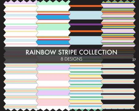 Rainbow Stripe seamless pattern collection Stock Illustration