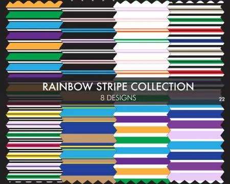 Rainbow Stripe seamless pattern collection 스톡 일러스트