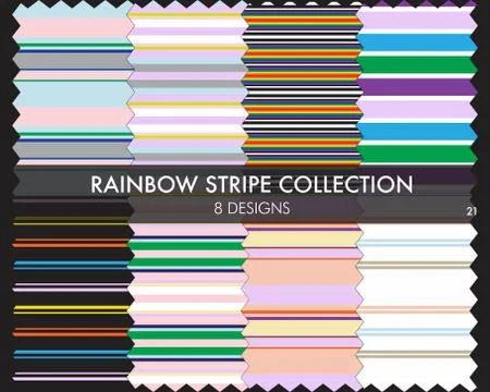 Rainbow Stripe seamless pattern collection Stock Illustration