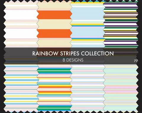Rainbow Striped seamless pattern collection Stock Illustration