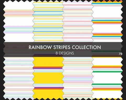 Rainbow Striped seamless pattern collection Stock Illustration