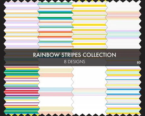 Rainbow Striped seamless pattern collection Stock Illustration