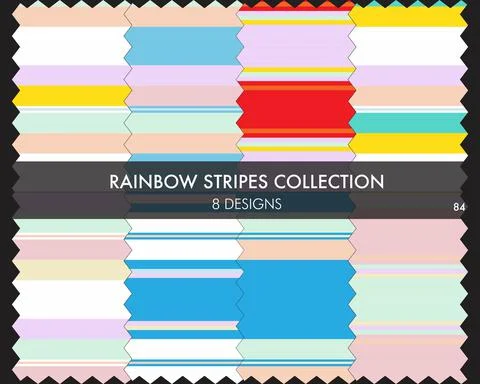 Rainbow Striped seamless pattern collection Stock Illustration