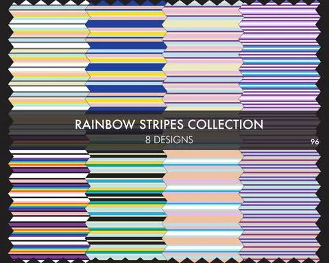 Rainbow Striped seamless pattern collection Stockillustratie