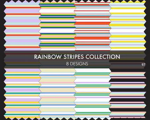 Rainbow Striped seamless pattern collection Stockillustratie