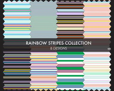 Rainbow Striped seamless pattern collection Stock Illustration