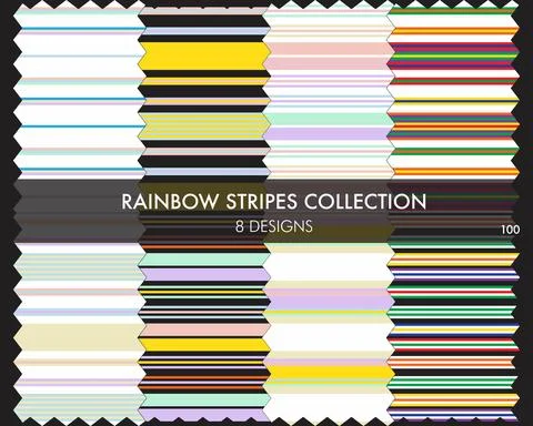 Rainbow Striped seamless pattern collection Stock Illustration