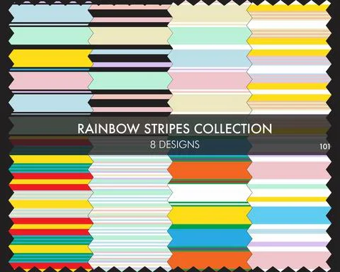 Rainbow Striped seamless pattern collection Stock Illustration