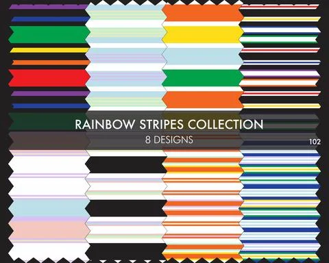 Rainbow Striped seamless pattern collection Stockillustratie
