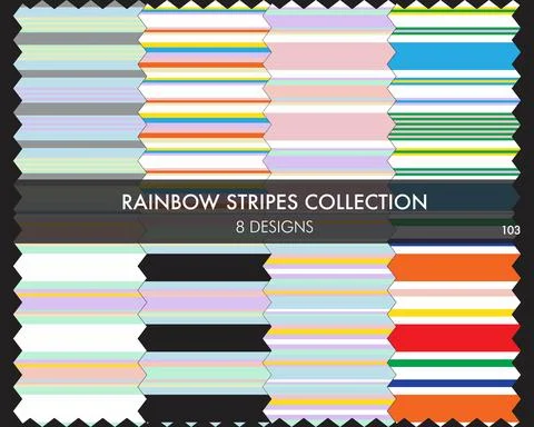 Rainbow Striped seamless pattern collection Stock Illustration