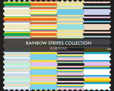 Rainbow Striped seamless pattern collection Stockillustratie