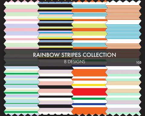 Rainbow Striped seamless pattern collection Stock Illustration
