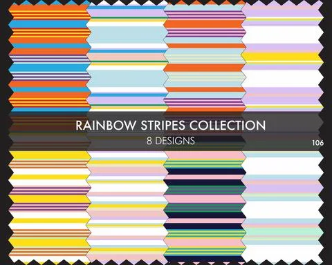 Rainbow Striped seamless pattern collection Stockillustratie