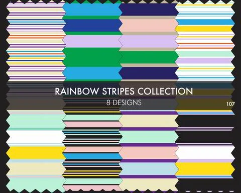 Rainbow Striped seamless pattern collection Stockillustratie