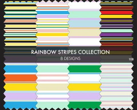Rainbow Striped seamless pattern collection Stock Illustration