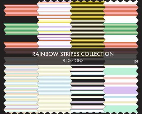 Rainbow Striped seamless pattern collection Stockillustratie