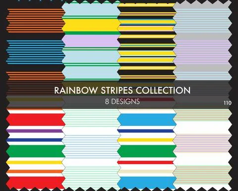 Rainbow Striped seamless pattern collection Stock Illustration