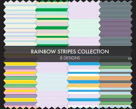 Rainbow Striped seamless pattern collection Stock Illustration