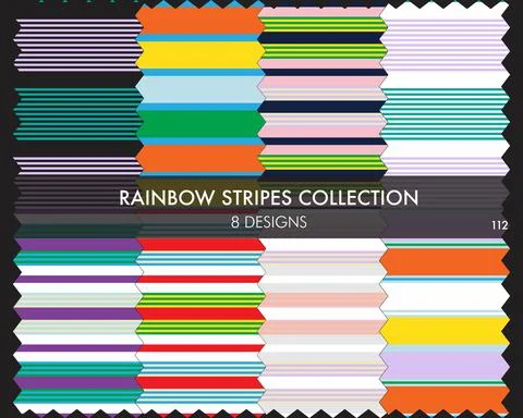 Rainbow Striped seamless pattern collection Stock Illustration