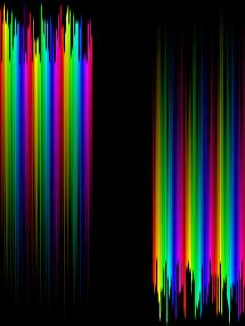 Rainbow stripes gradient with squares mosaic pattern, black background, vector Stock Illustration