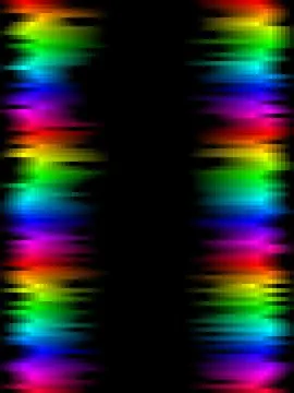 Rainbow stripes gradient with squares mosaic pattern, black background, vector Stockillustratie