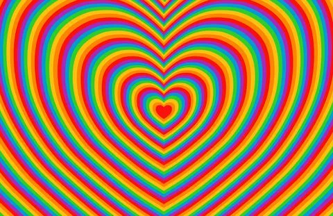 Rainbow stripes heart horizontal background. LGBT community pride backdrop. Stock Illustration