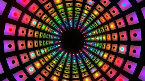 Rainbow Strobe Square Elements Tunnel Background VJ Loop in 4K Video stock 267881703