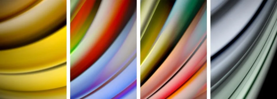 Rainbow style fluid color wave line background poster set. Vector Illustration Stock Illustration
