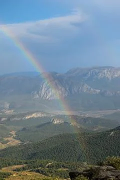 Rainbow with the sun just risen after a storm Foto stock