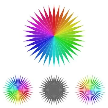 Rainbow sun logo vector design set Stock Illustration