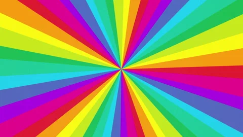 Rainbow sunburst rotating animation, bright colourful background Stock Footage 140877356