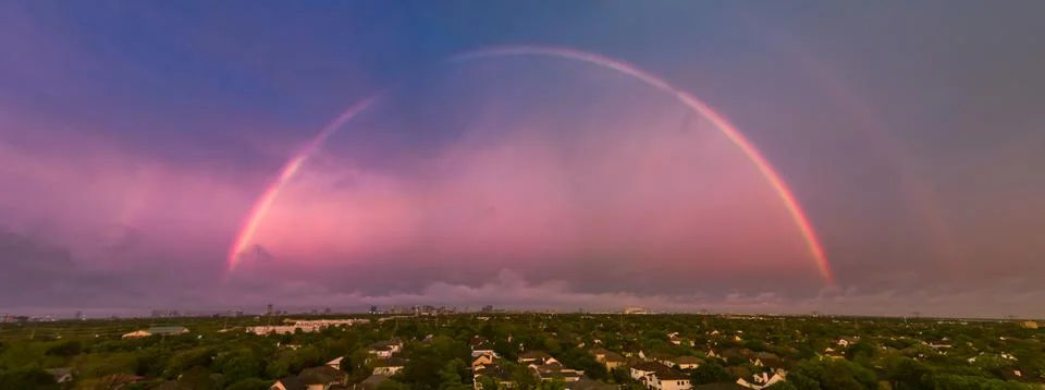 Rainbow Sunset Panorama Using a Mini 3 Pro Stock Photos